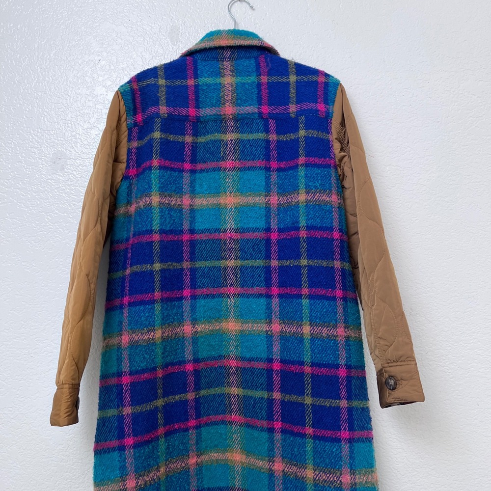 Rare Sundance Hampshire Plaid Long Shacket Jacket Quilted Tan Sleeves Size S - Picture 16 of 16